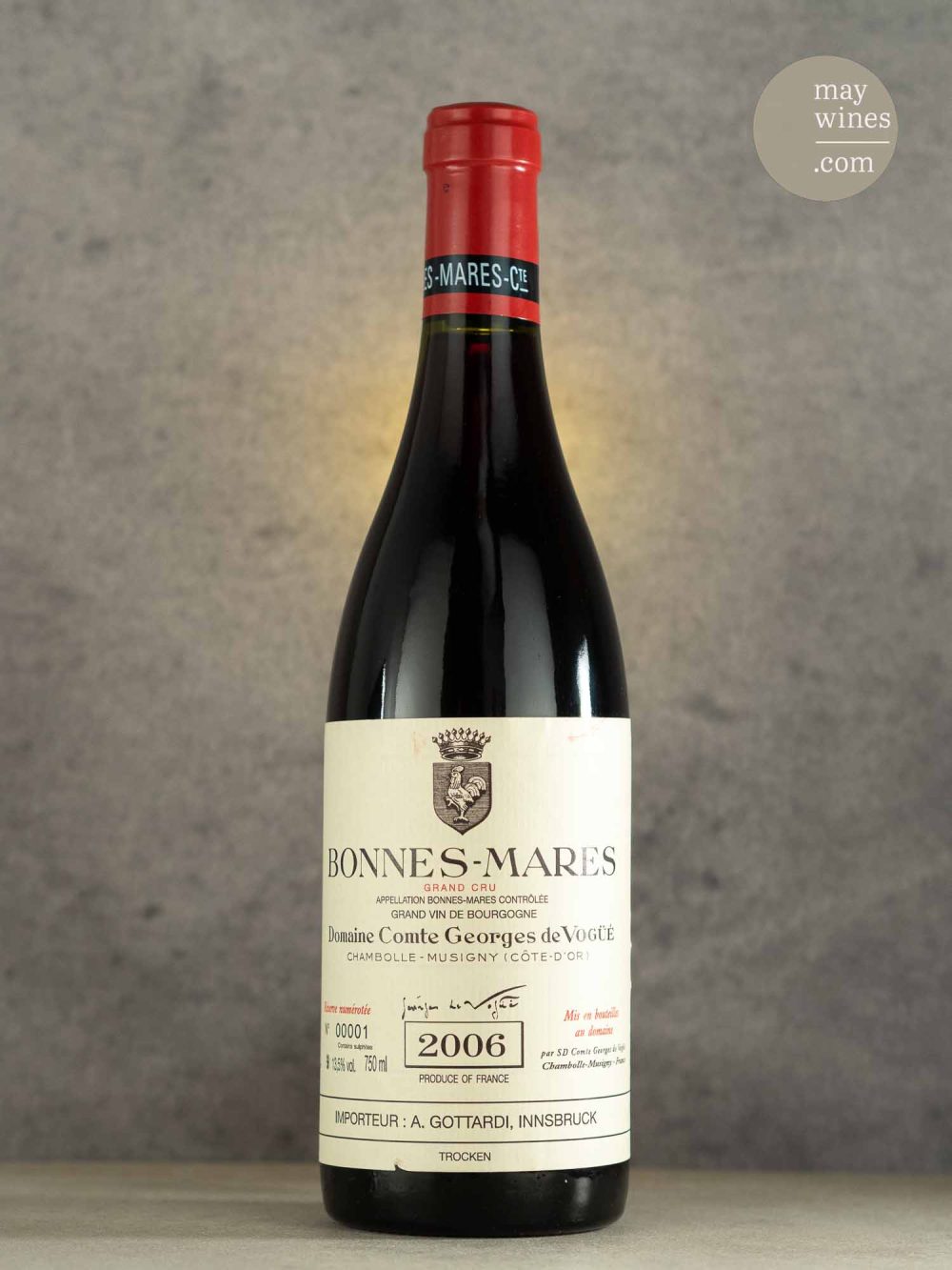 May Wines – Rotwein – 2006 Bonnes Mares Grand Cru - Domaine Comte Georges de Vogüé