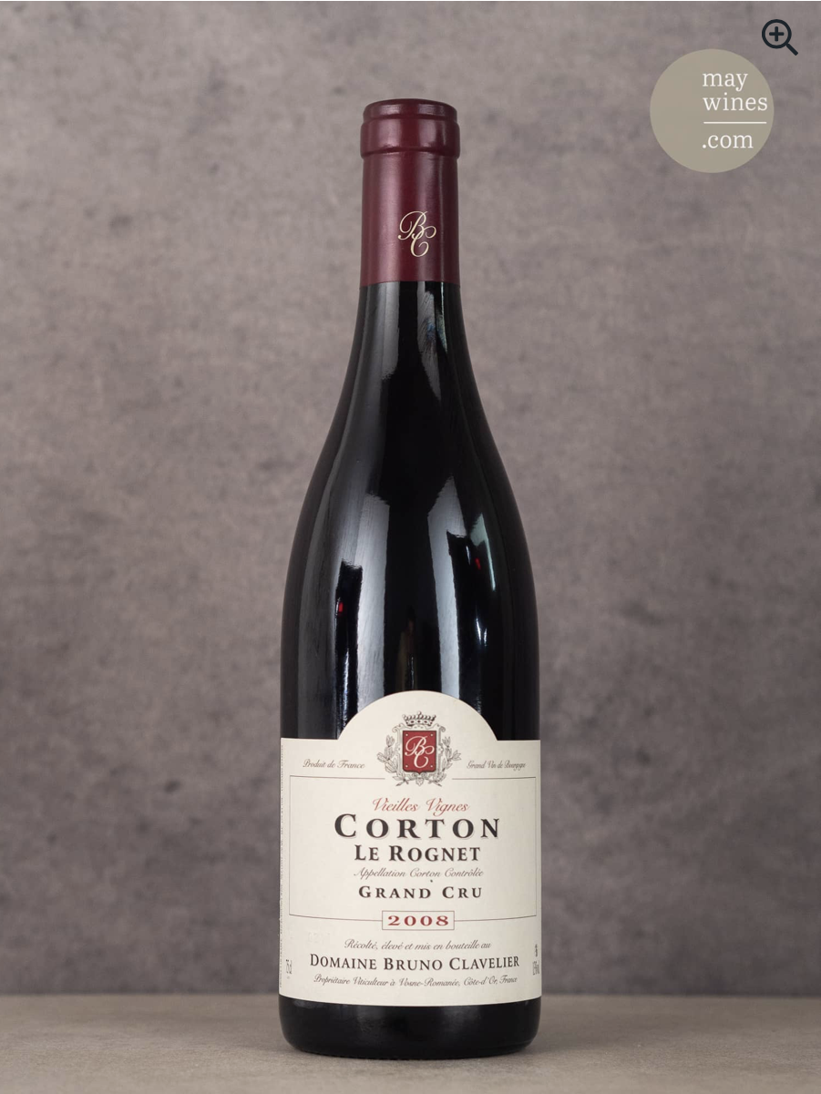 May Wines – Rotwein – 2008 Corton Le Rognet Grand Cru - Domaine Bruno Clavelier
